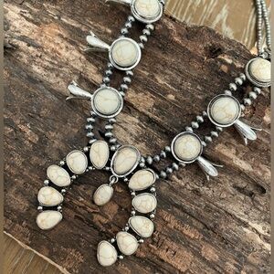 Turquoise Western Squash Blossom Necklace